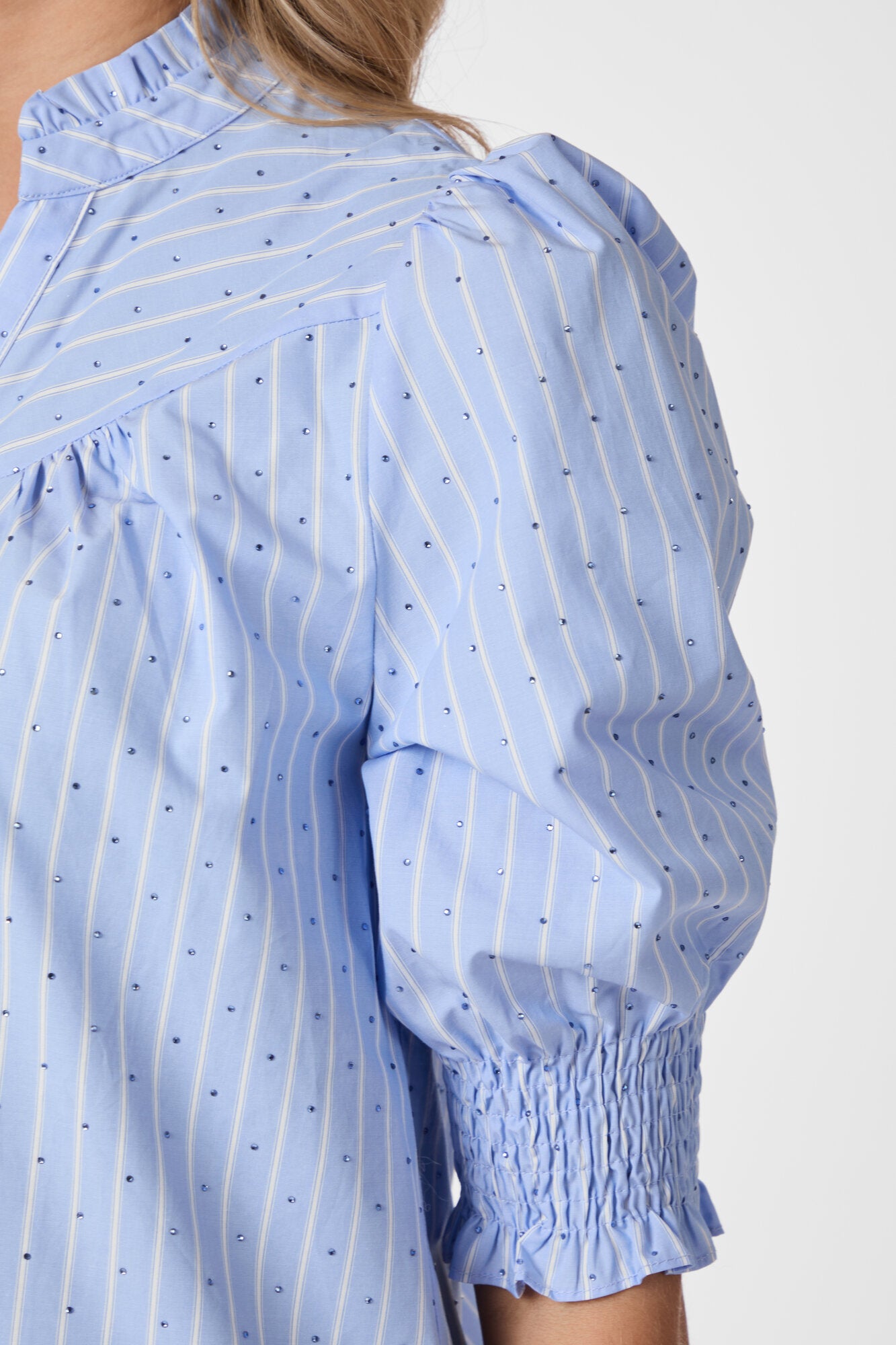 Diana Stripy Stone bluse - Light Blue